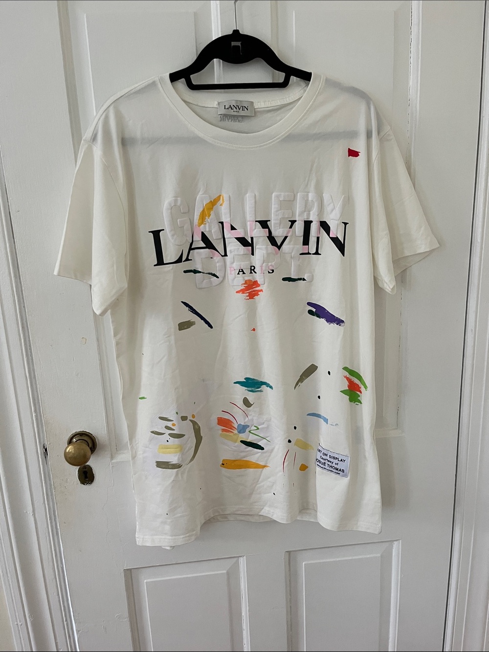 Lanvin White Multicolor Paint-Splash Logo T-Shirt